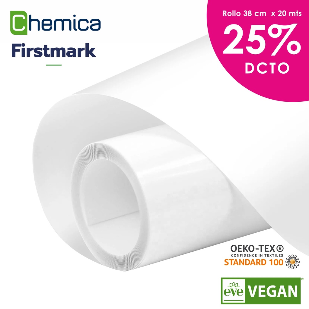 TERMOTRANSFERIBLE CORTE CHEMICA FIRSTMARK BLANCO 0.38 MTS