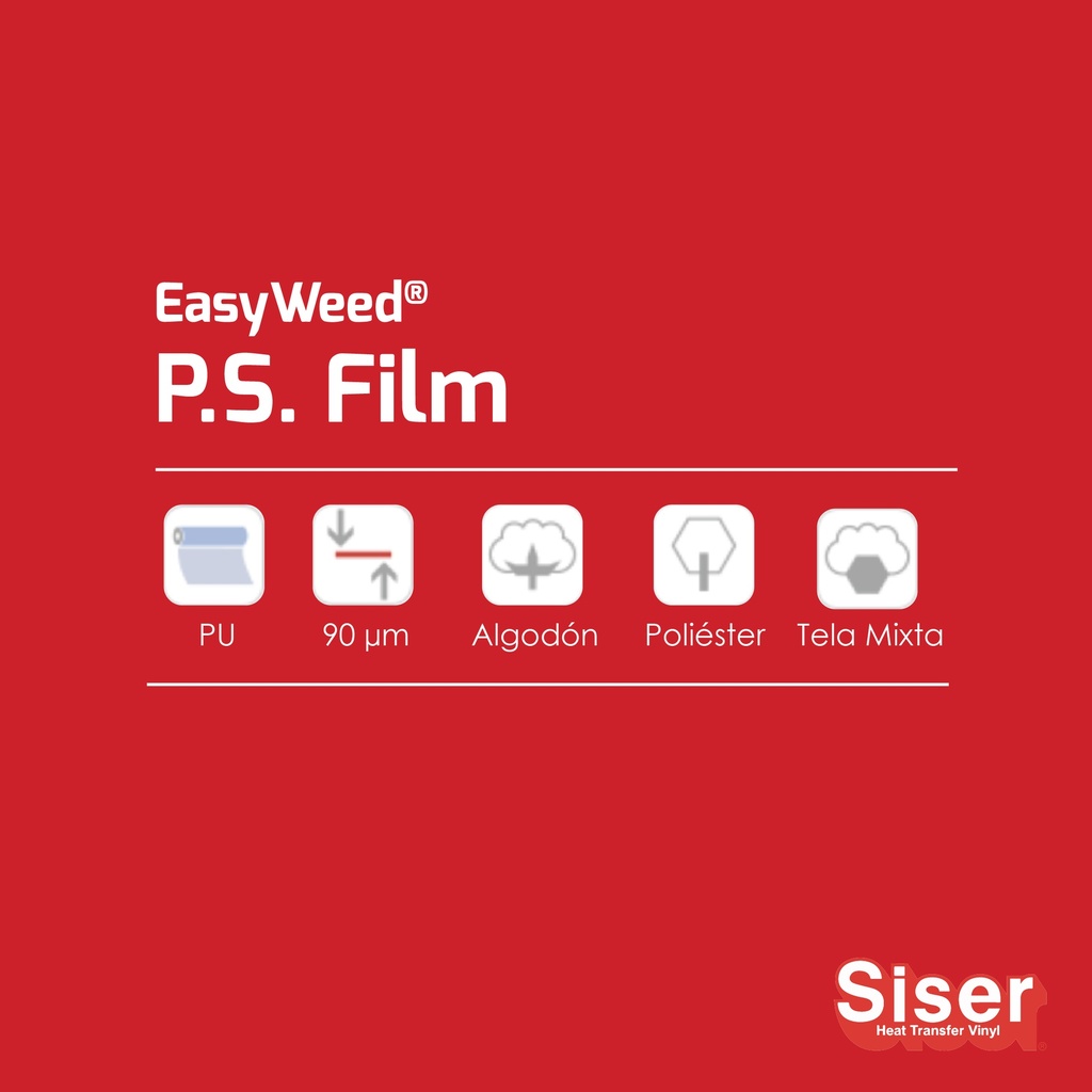 TERMOTRANSFERIBLE CORTE SISER PS FILM - EASY WEED ROJO 0.50 MTS