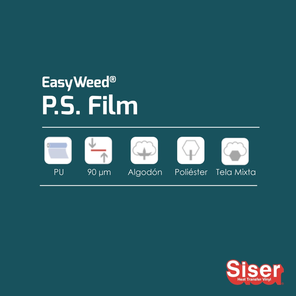 TERMOTRANSFERIBLE CORTE SISER PS FILM - EASY WEED TURQUESA 0.50 MTS