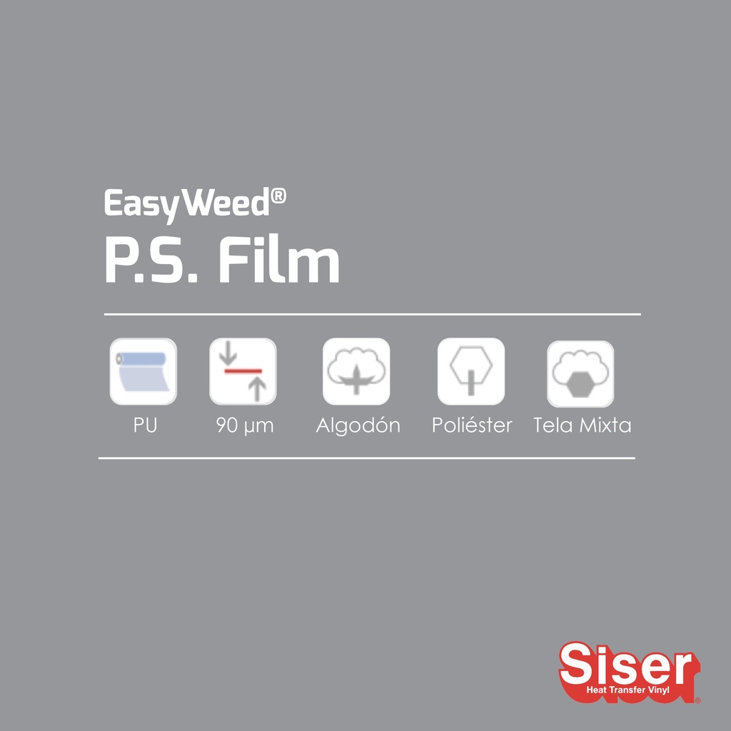 TERMOTRANSFERIBLE CORTE SISER PS FILM - EASY WEED GRIS 0.50 MTS