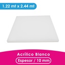 ACRILICO MGRAF BLANCO FUNDIDO 10MM LINER PLASTICO 1.22X2.44 MTS