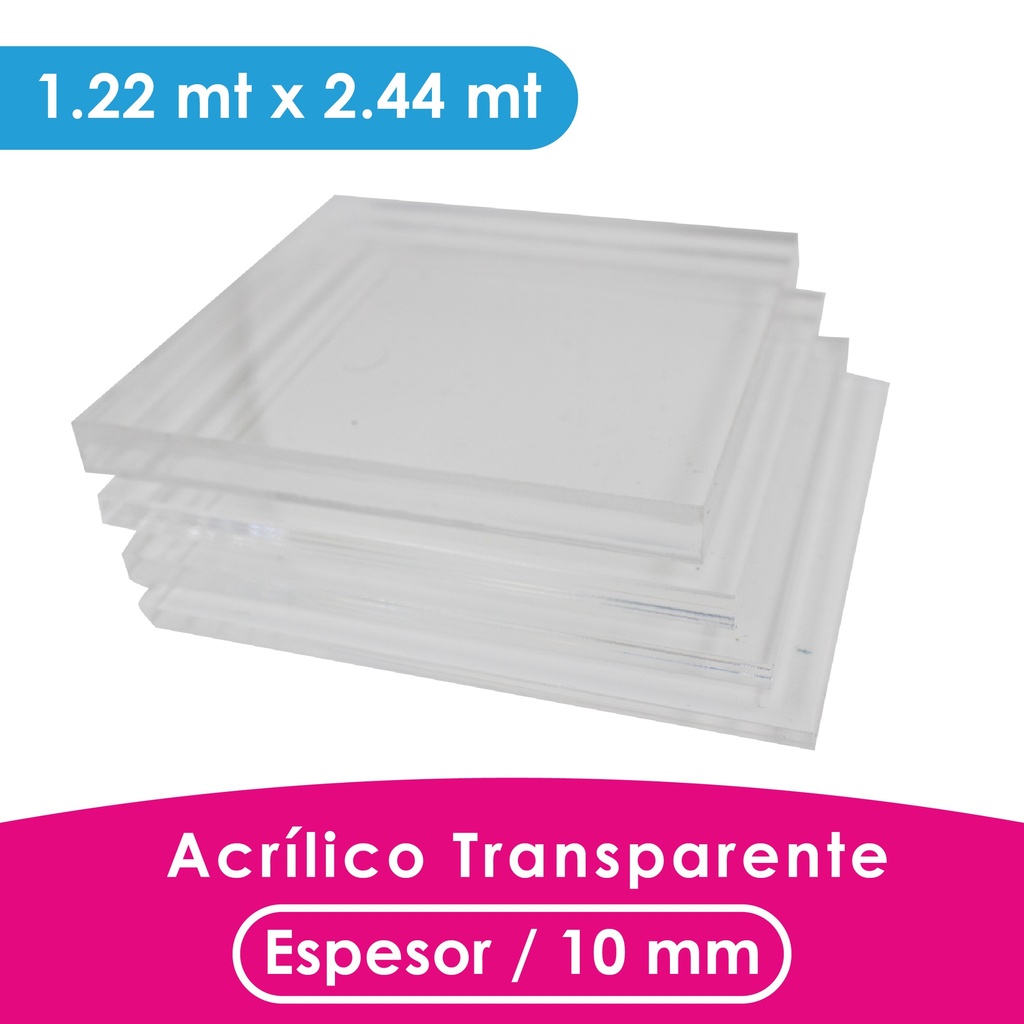 ACRILICO MGRAF TRANSPARENTE FUNDIDO 10MM LINER PLASTICO 1.22X2.44 MTS