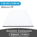 ALUMINIO COMPUESTO ALUKOMP BLANCO GLOSSY PE 4MM/0.18MM 1.22X2.44 MTS