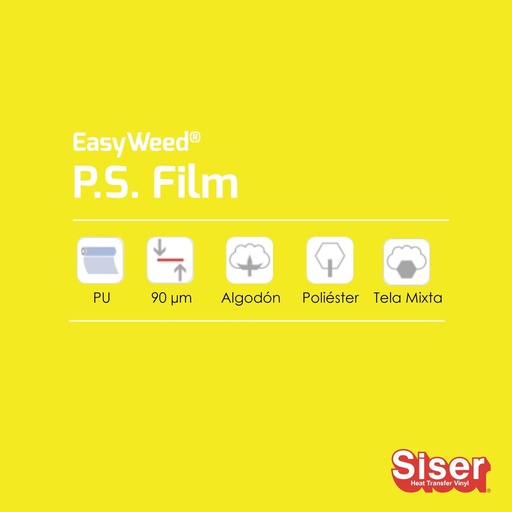 [301037111003] TERMOTRANSFERIBLE CORTE SISER PS FILM - EASY WEED LIMON 0.37 MTS