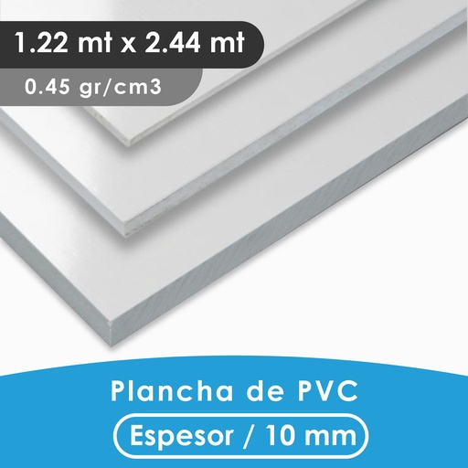 [401104500010] PLANCHA PVC MGRAF BLANCA 10MM 0.45 DENSIDAD 1.22X2.44 MTS