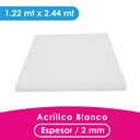 ACRILICO MGRAF BLANCO FUNDIDO 2MM LINER PLASTICO 1.22X2.44 MTS