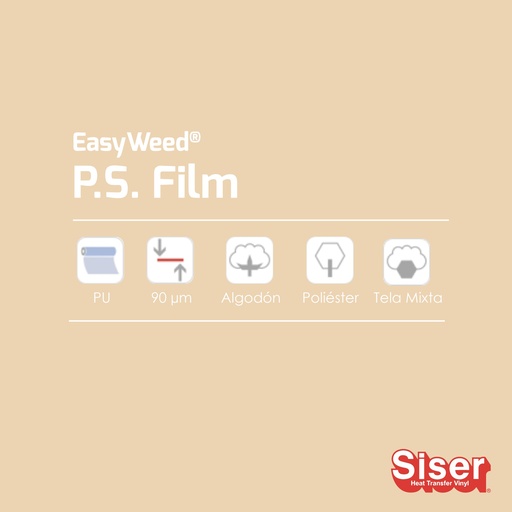 [301050111038] TERMOTRANSFERIBLE CORTE SISER PS FILM - EASY WEED PERLA 0.50 MTS