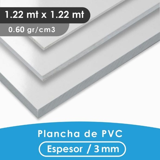 [401221220603] PLANCHA PVC MGRAF BLANCA 3MM 0.60 DENSIDAD 1.22X1.22 MTS