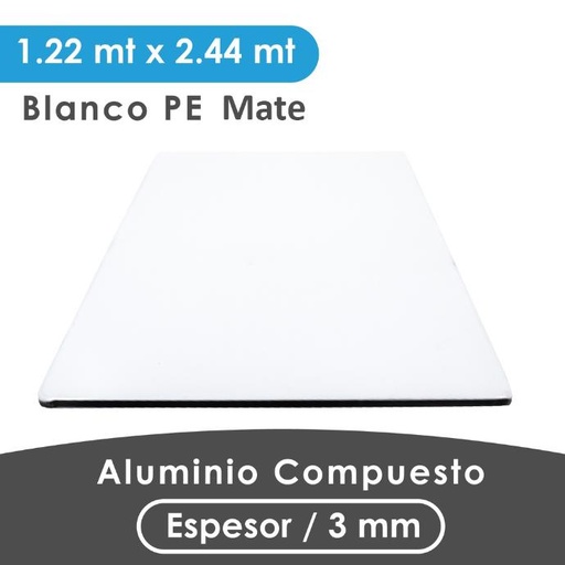 [407000300003] ALUMINIO COMPUESTO ALUKOMP BLANCO MATTE PE 3MM/0.18mm 1.22X2.44 MTS